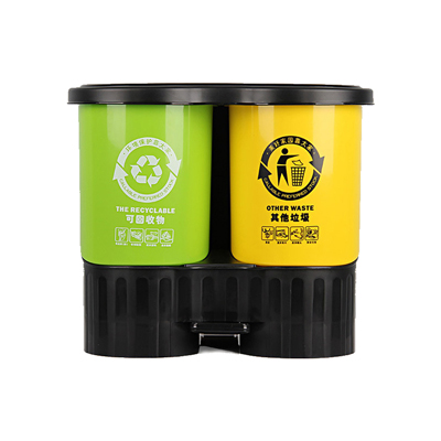 塑料垃圾桶二分类B50L-绿黄